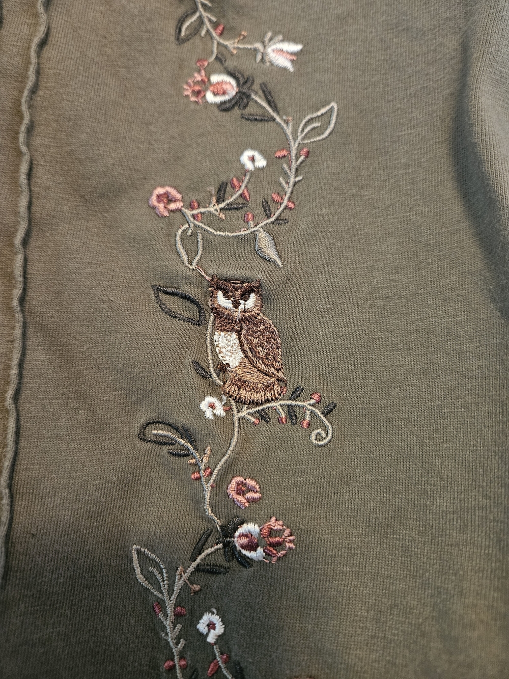 C&K Olive Green Embroidered Henley Top - Picture 4 of 5